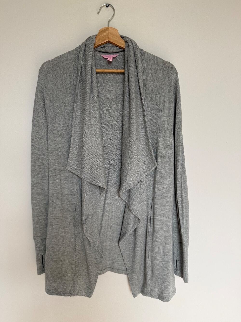 Lilly Pulitzer Women's XS Cardigan Grey Waterfall Draped Open Front Cozy Luxury
